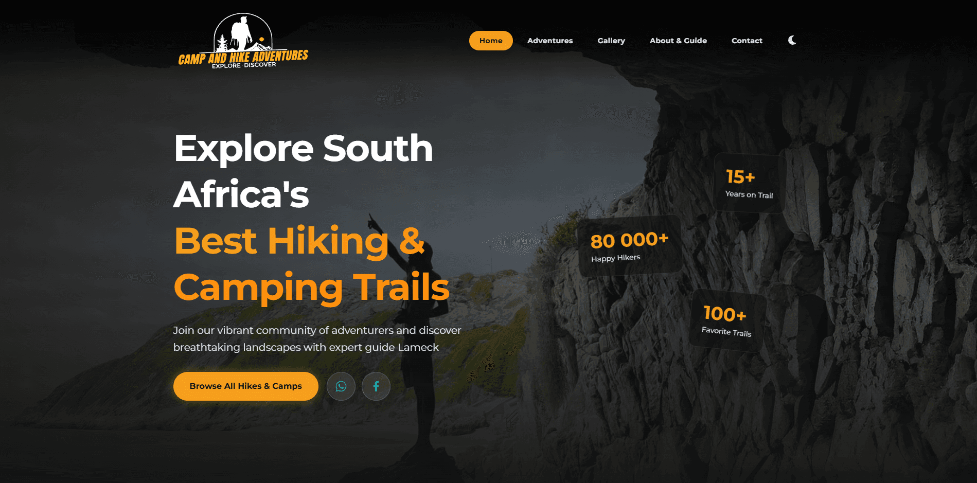 Hike Adventures website homepage