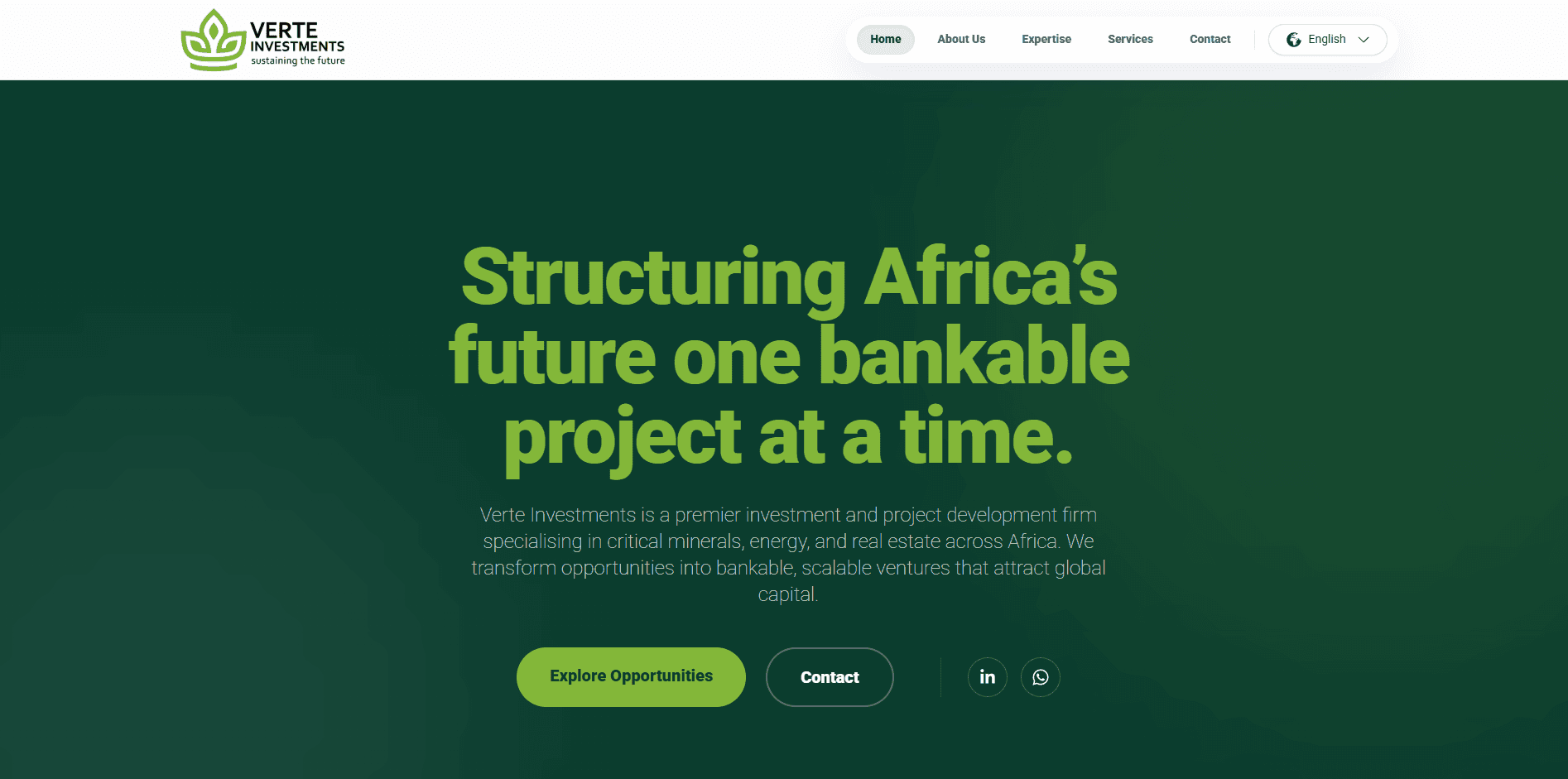 Verte Investments website homepage